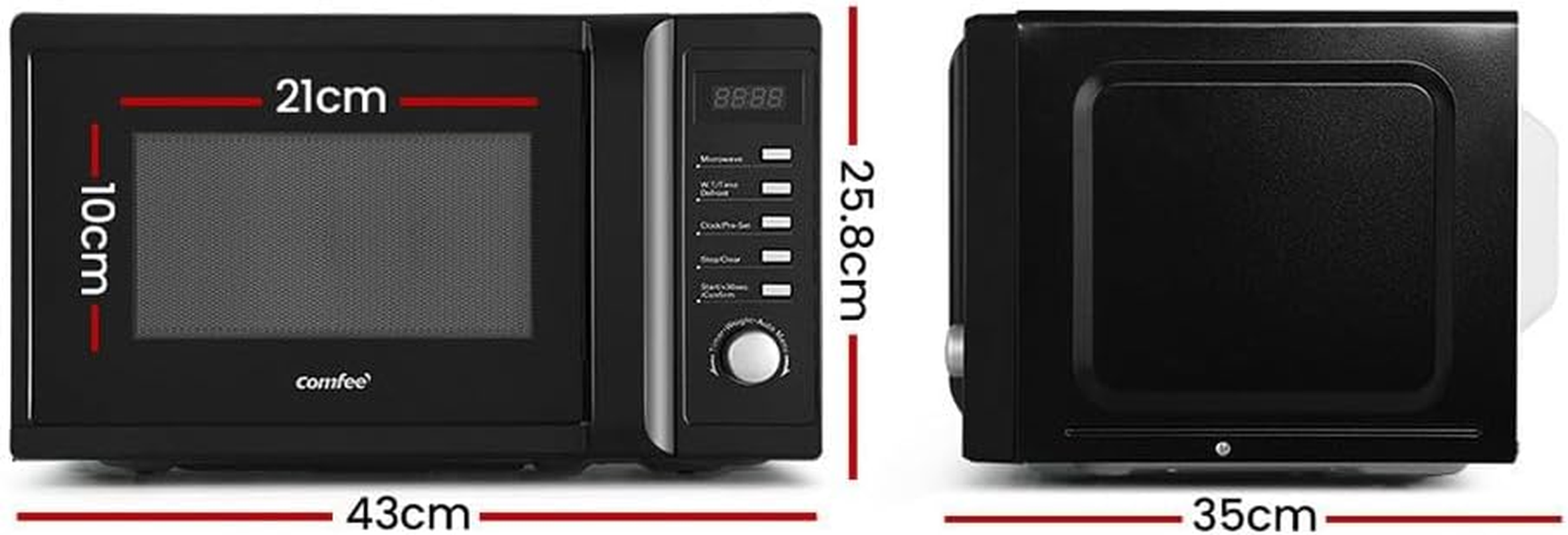 Comfee 700W Kitchen Microwave Oven, 20 Liter Capacity, Black image number 6