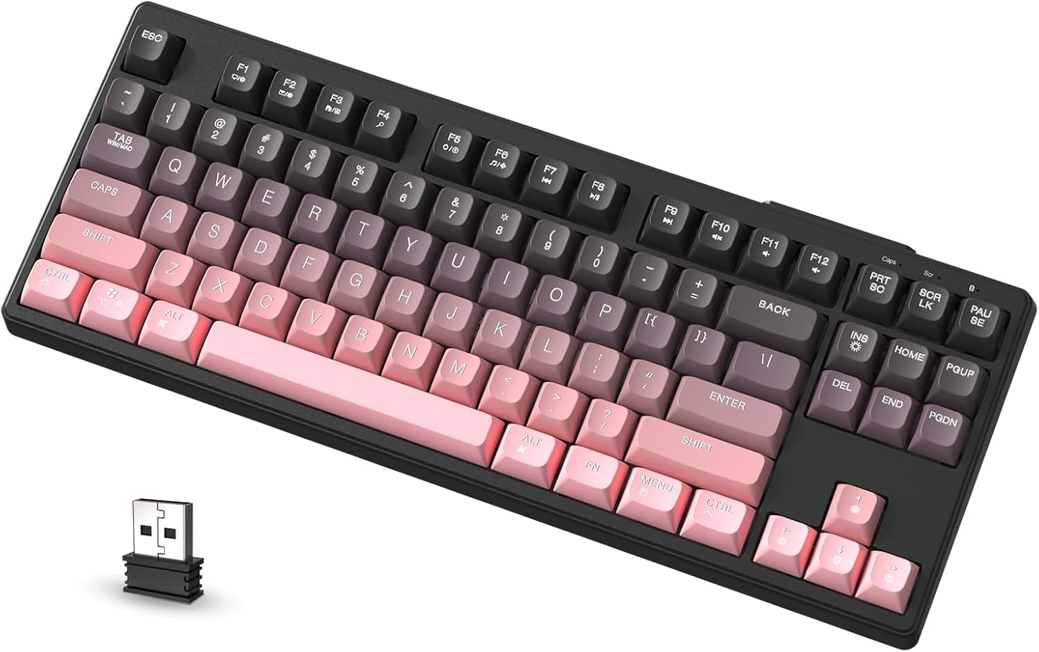 ATTACK SHARK M87 80% Wireless Gaming Keyboard,87 Keys Rainbow Lights TKL Mechanical Feeling SA PBT Keyboard for Mac/Win, Bluetooth 5.0/2.4Ghz Dual Mode Pc Keyboards for Office/Gaming Moonlight