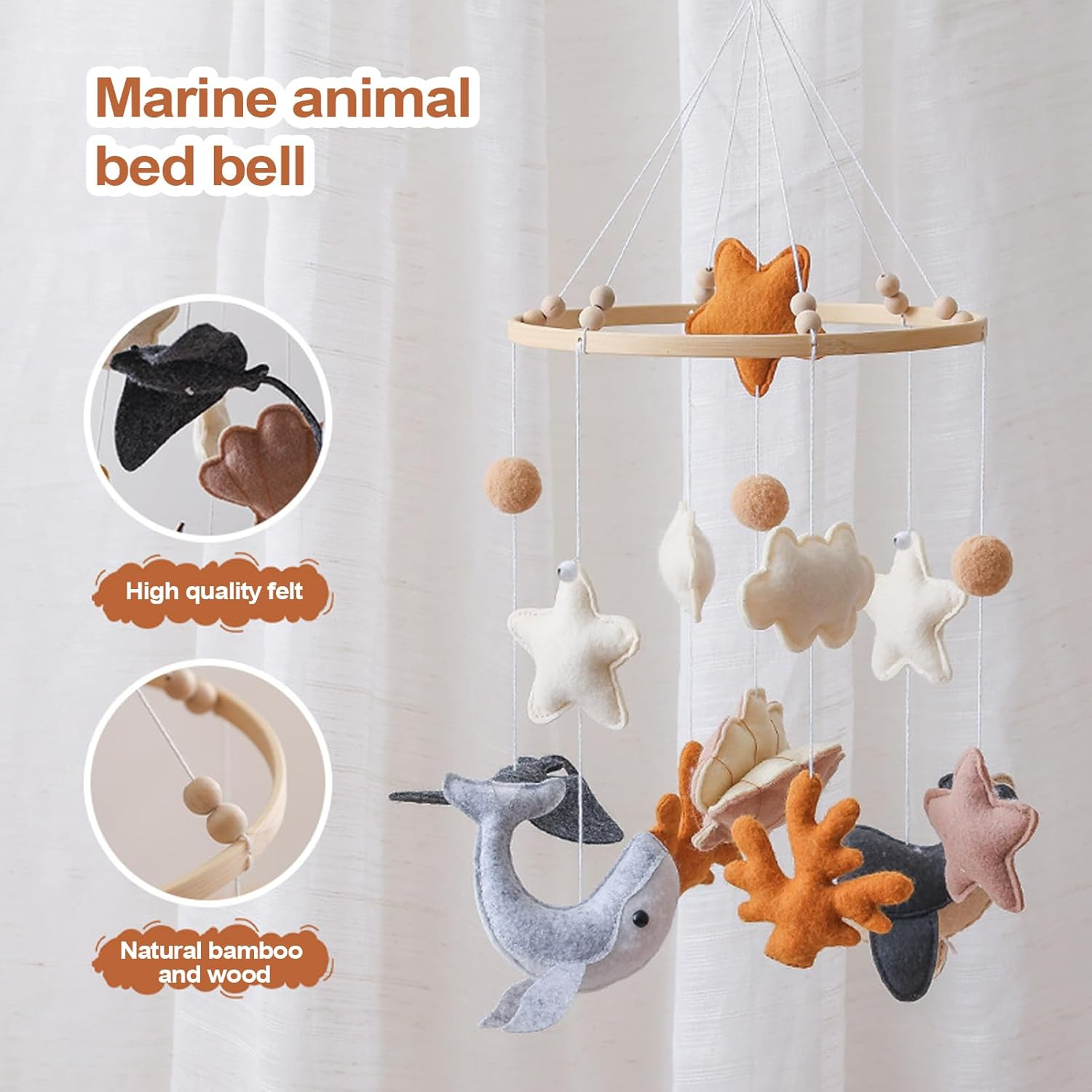 Baby Mobile Cradle - Nursery Mobile, Sensitive Toy in Wind Carillon Animal Carillon | Decoration for Bedroom Cradle Girls Cr&egrave;che Bedroom Toy Cartoon in Verheira image number 4