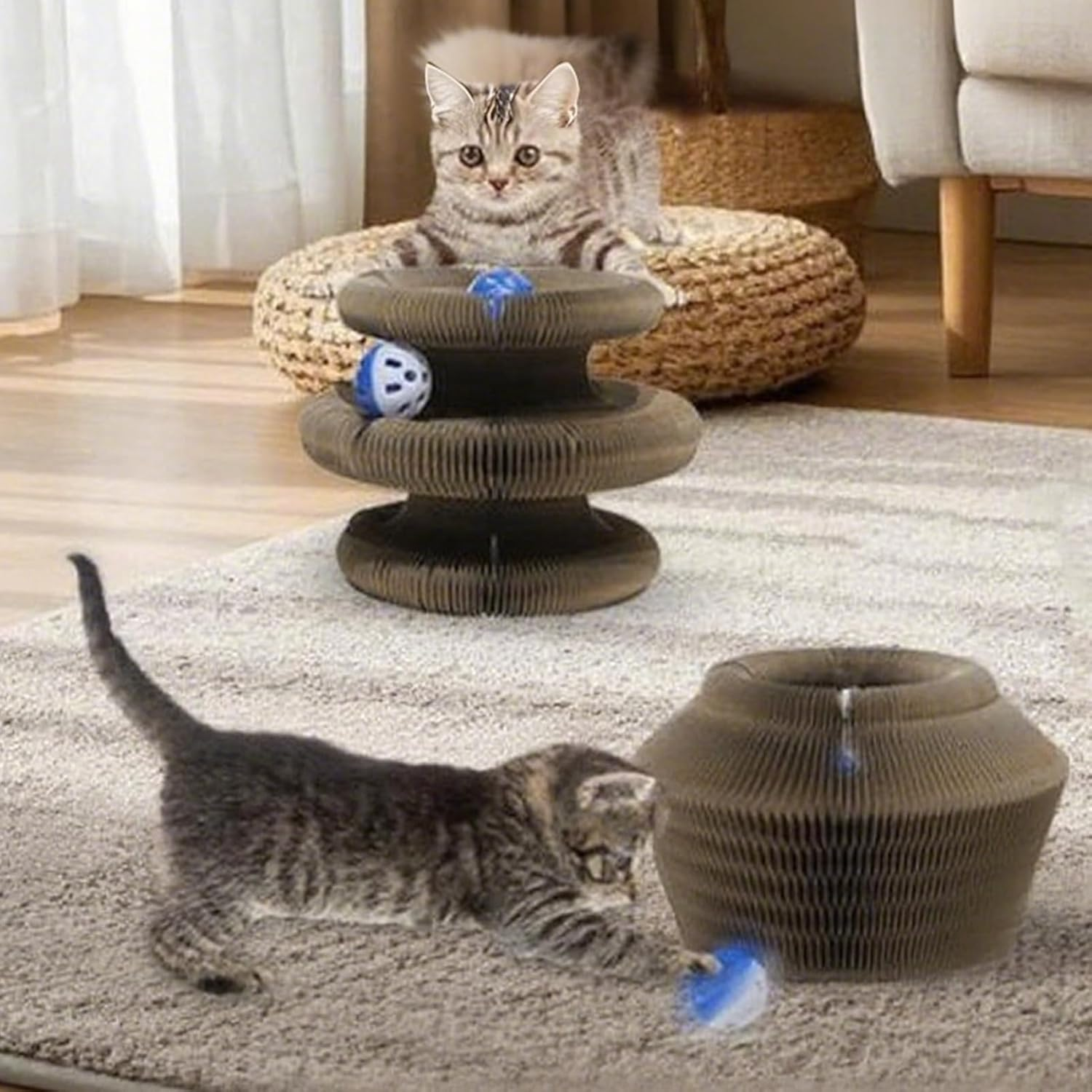 Cat Scratching Pad, Magnetic Cat Scratching Cardboard, Kitten Bed Scratch Rest Corner for Claws Climbing Indoor Outdoor Furniture Living Room Floor Bedroom image number 5