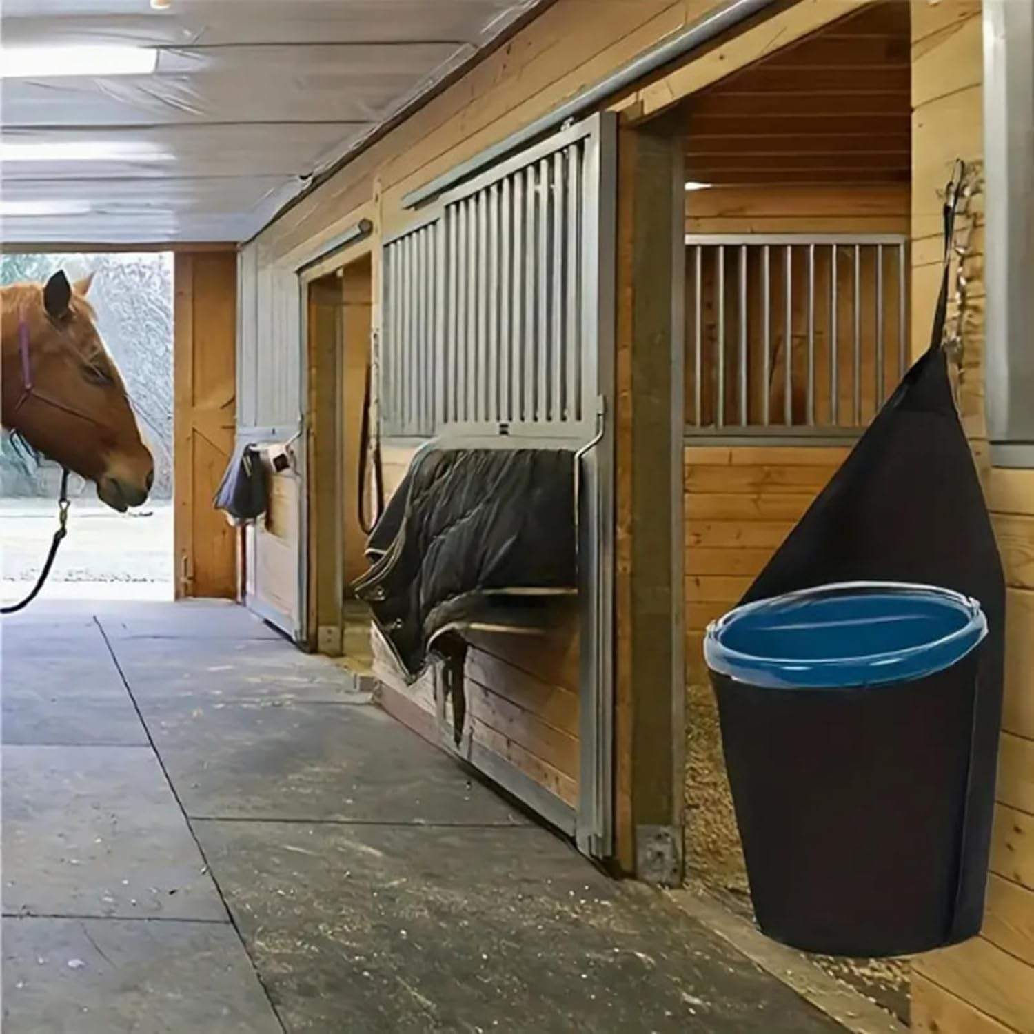 Horse Feed Trailer Hanging Bucket Bag, 1Pc Horse Feed Bag Hanging Bucket Holder, Horse Trailer Food Bag Bucket Holder Fits 5 Gallon Bucket image number 3