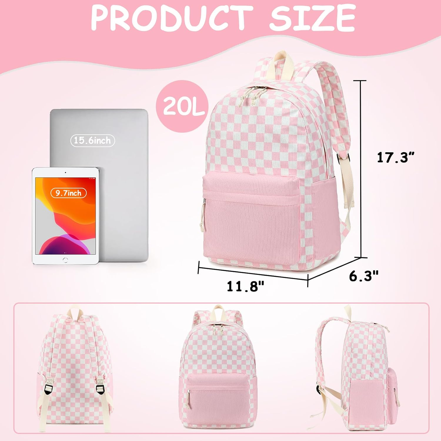 CAMTOP School Backpack for Girls Teens Bookbag Set Kids Backpack 3 in 1,School Bags with Lunch Box Pencil Case - Blue Flower image number 4