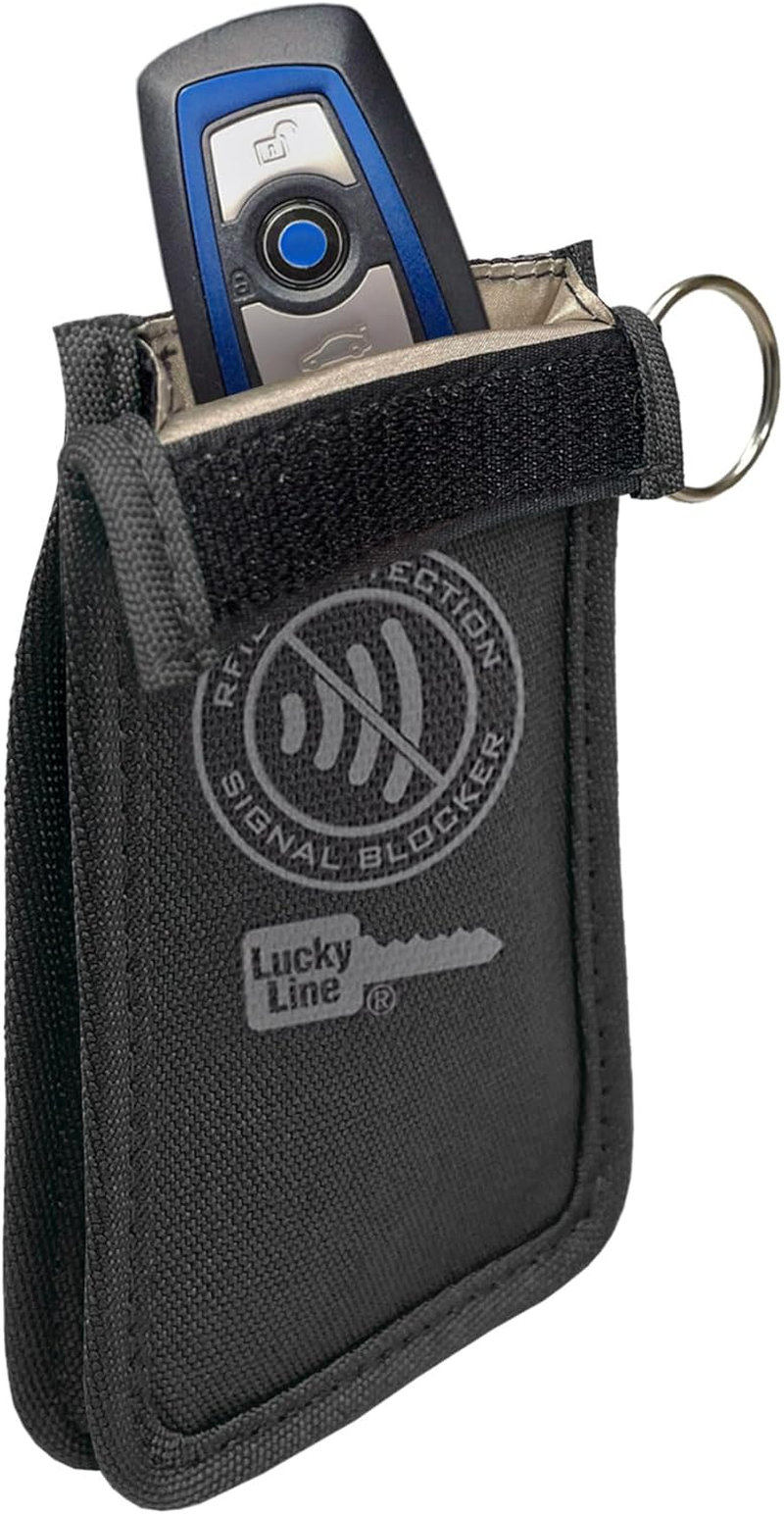 Lucky Line RFID Signal Blocking Key Hider Pouch Wallet with Adhesive & Velcro, Anti-Theft Storage Key FOB Battery Saver Credit Card Identity Protection (91801) image number 3
