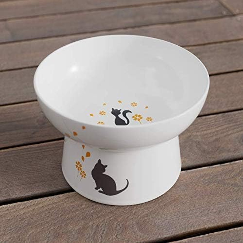 Minibees Raised Cat Bowl,Elevated, Porcelain Made, Pet Supplies, Backflow Prevention, Stress Free, Small to Medium, Safety Choice for Your Pet, Superior for Wet and Dry Food image number 1
