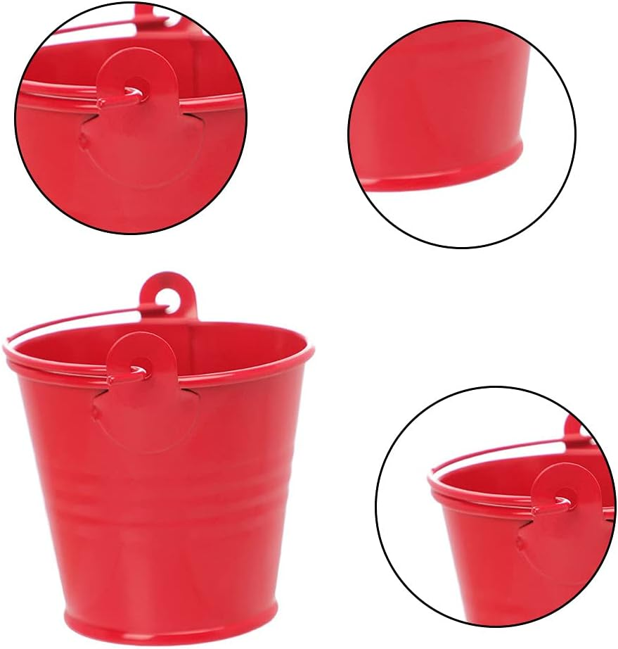Small Metal Bucket Flower Pot, Mini Bucket Metal for Candy, Pack of 12 Mini Metal Flower Pot, Mini Table Decoration Bucket, Colourful, Metal Bucket with Hanging, Wedding Party Favour Supplies