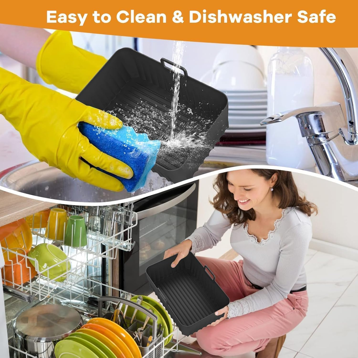 3-Pack Silicone Liners for Ninja Flexi Drawer Air Fryer, Reusable Liners for 1X10.4L+2X5.2L, Silicone Inserts for AF500UK and Ninja Foodi Max XXXL Dual Zone image number 4