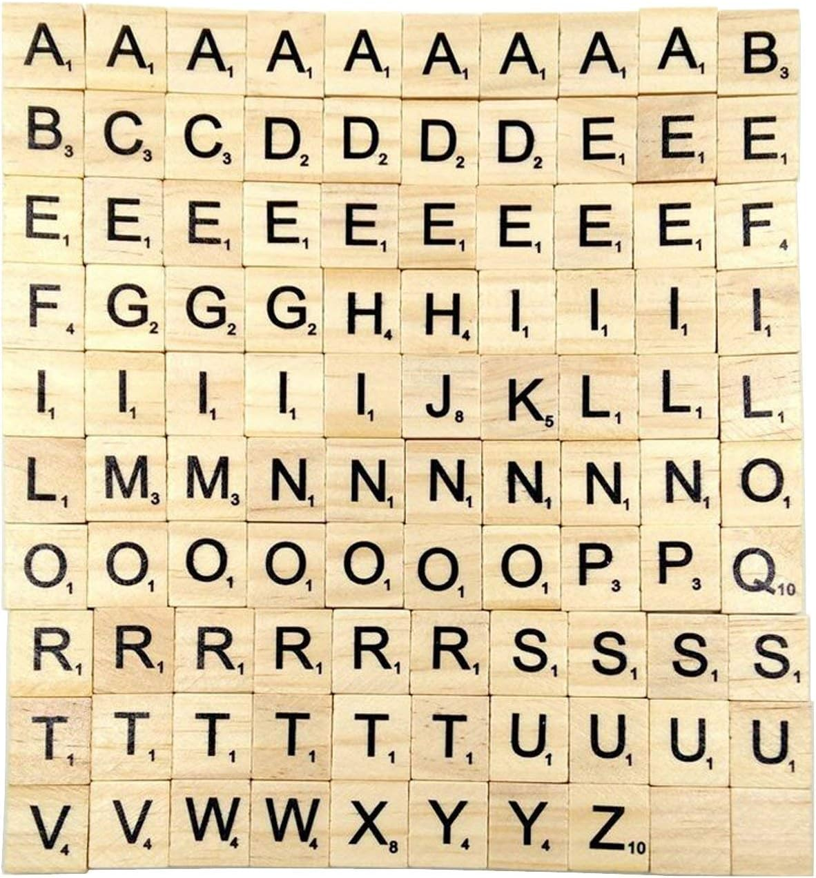 100 Pcs Wood Letter Tiles/Wooden Scrabble Tiles A-Z Capital Letters for Crafts, Pendants, Spelling image number 4