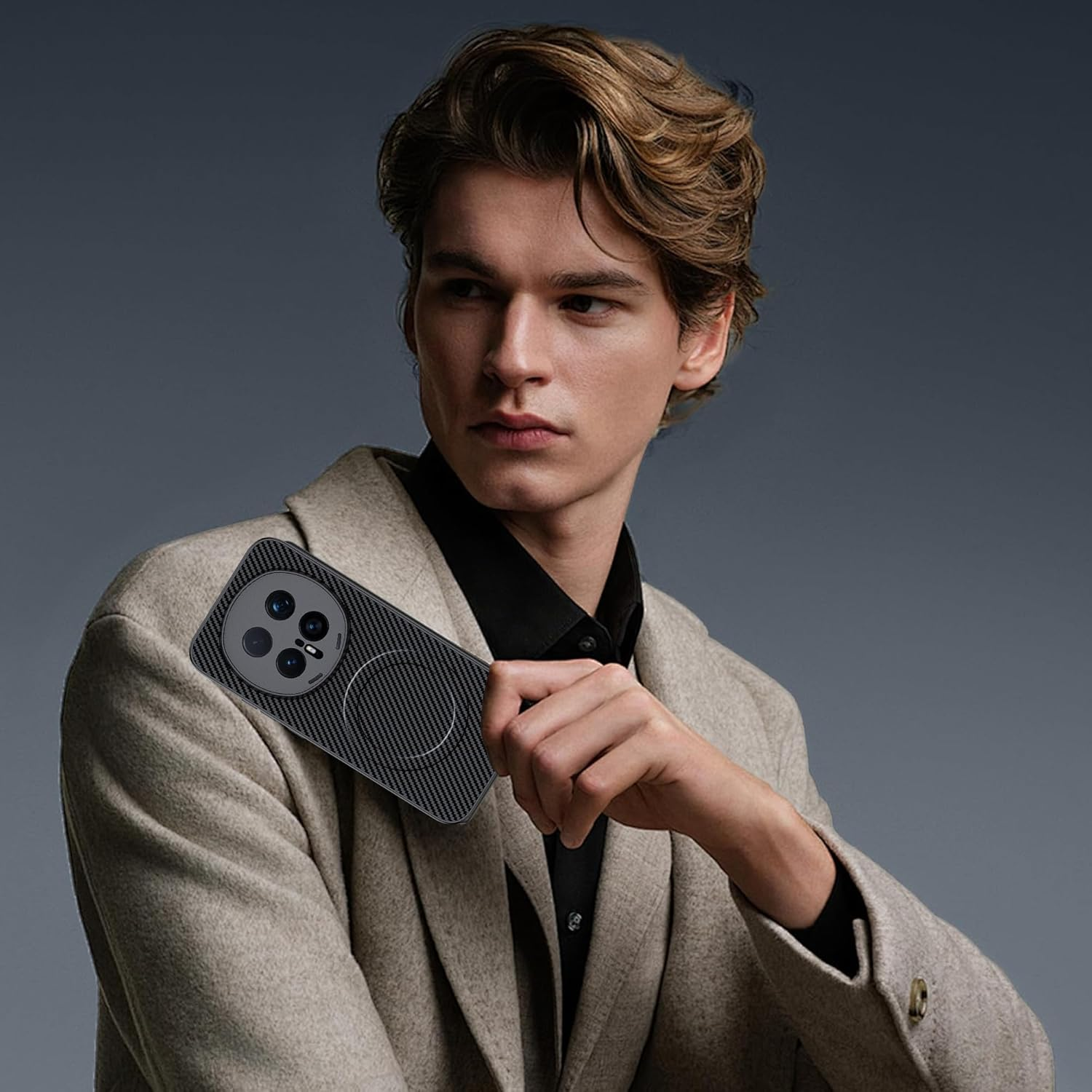 CAUHENYEE Case for Honor Magic 8 Pro 5G, Built-In Magnetic Ring, Non-Slip Hold, Shockproof and Scratch-Resistant, Magnetic Mobile Phone Case for Honor Magic 8 Pro 5G Case, Black image number 5