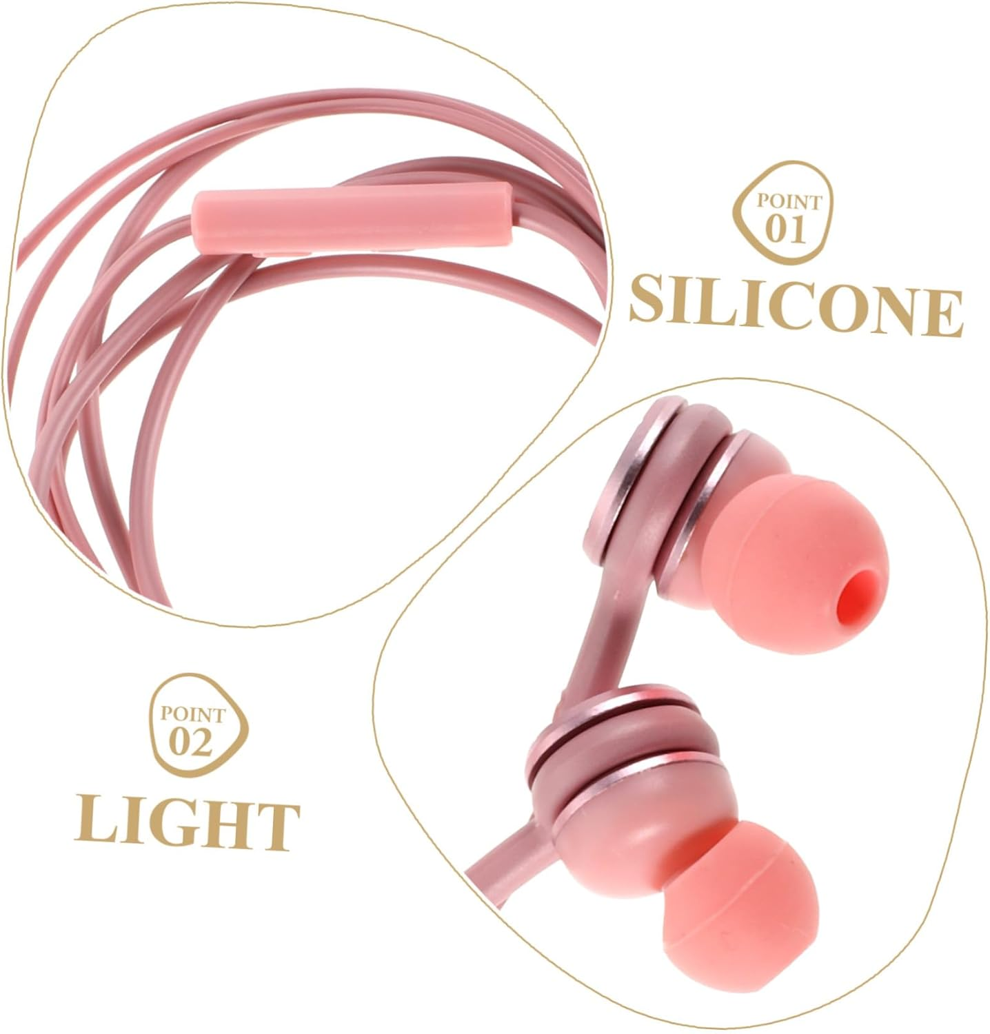 POPETPOP Noise Cancelling Music Headphones Wire Earbuds Type-C Interface for Travel and Phone Calls Material image number 5