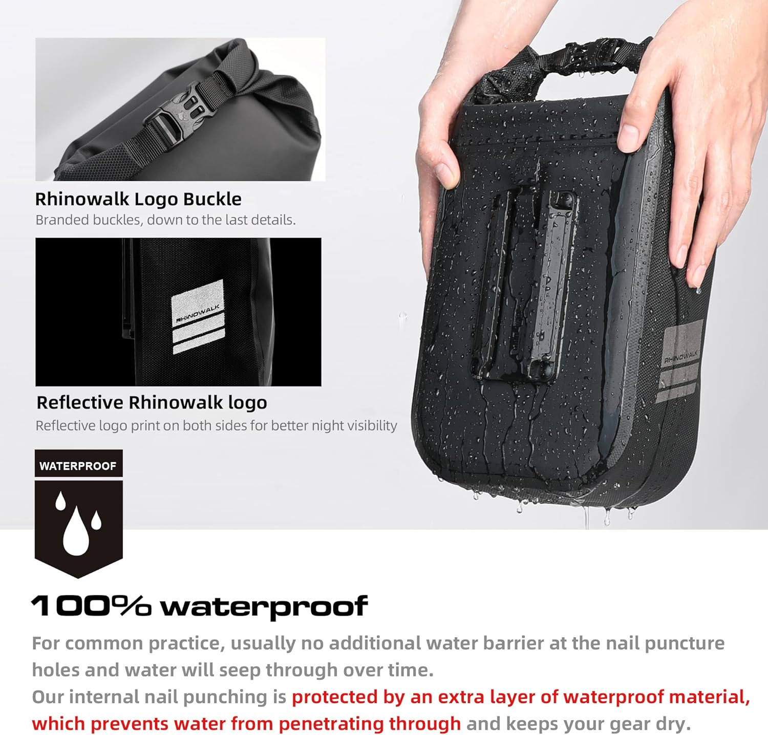 Rhinowalk Bike Front Fork Bag Waterproof 4-6L Bicycle Quick Release Dry Bag for Bikepacking Cycling Touring image number 6