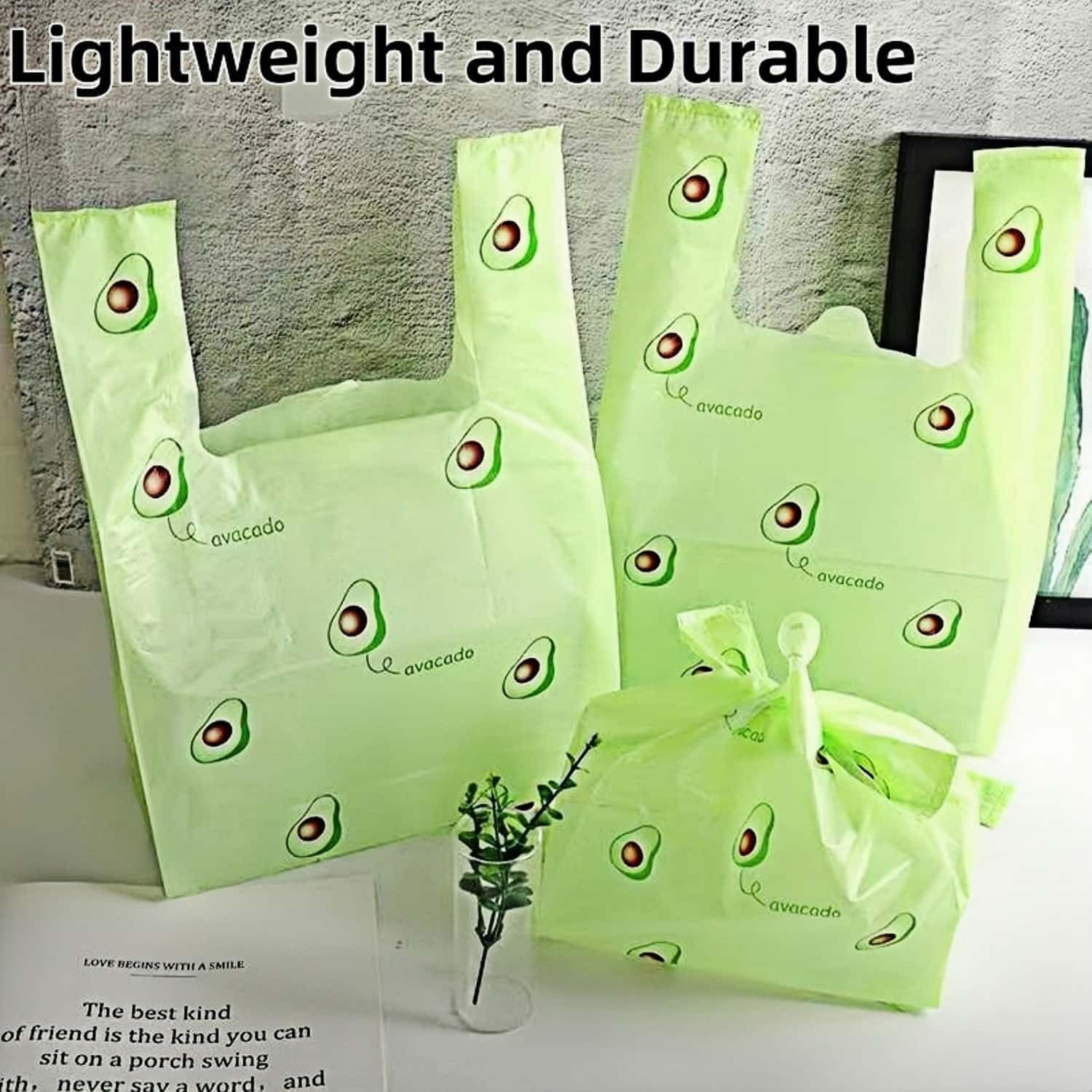 HOLADAWN 100 Pack Reusable Plastic Shopping Bags with Handles, 30X50Cm Grocery & Trash Bags for Small Business & Restaurants image number 4