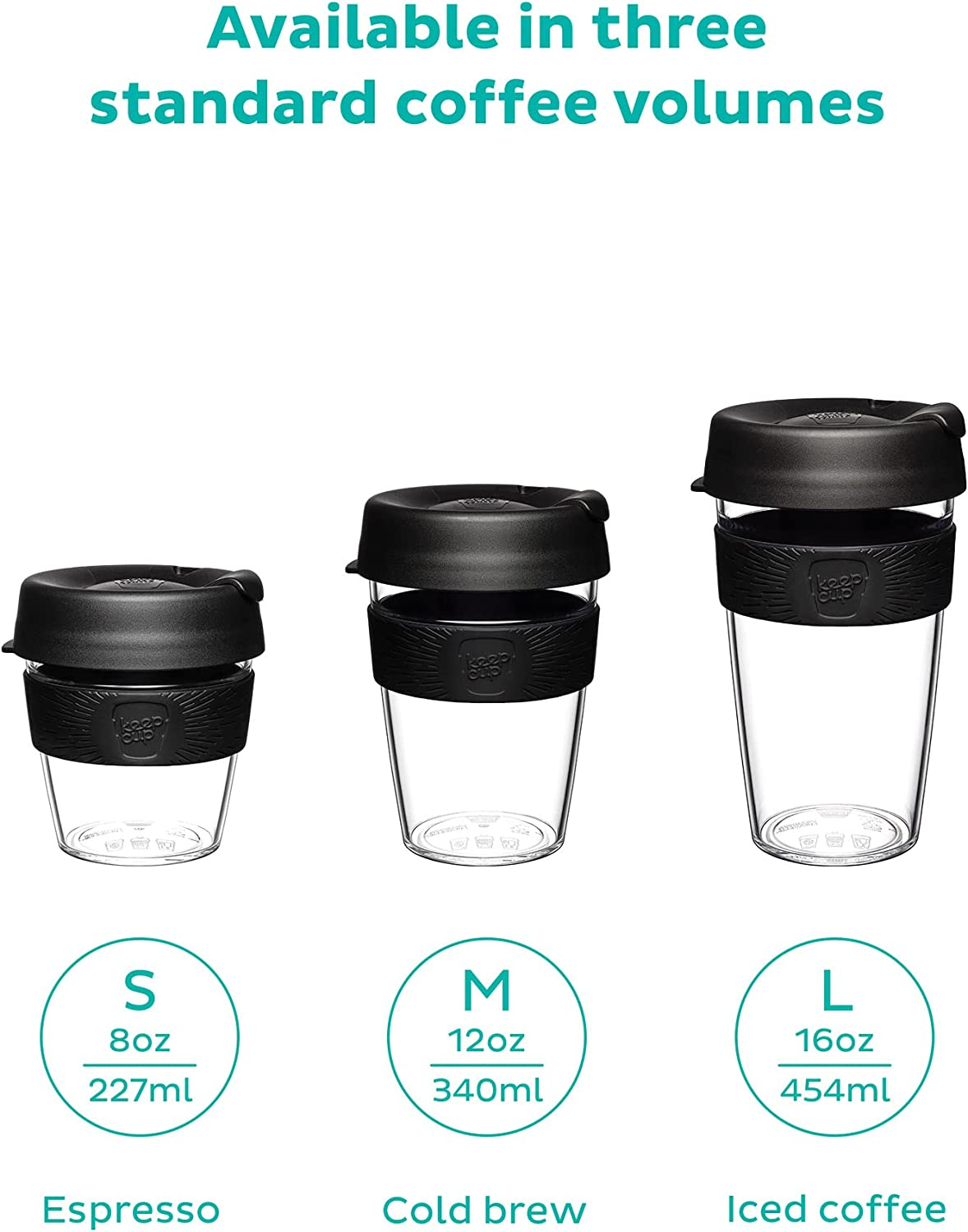 Keepcup Original, Lightweight Plastic Reusable Coffee Cup with Splashproof Sipper Lid - 8Oz/227Ml - Black image number 5