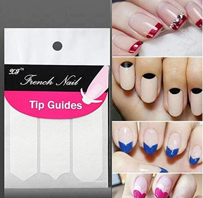 144 Pieces French Nail Stickers Nail Manicure Stickers French Tip Guides Self-Adhesive White Manicure Art Nail Stickers Tips Half Moon Shape Vinyl Art Decorations image number 4