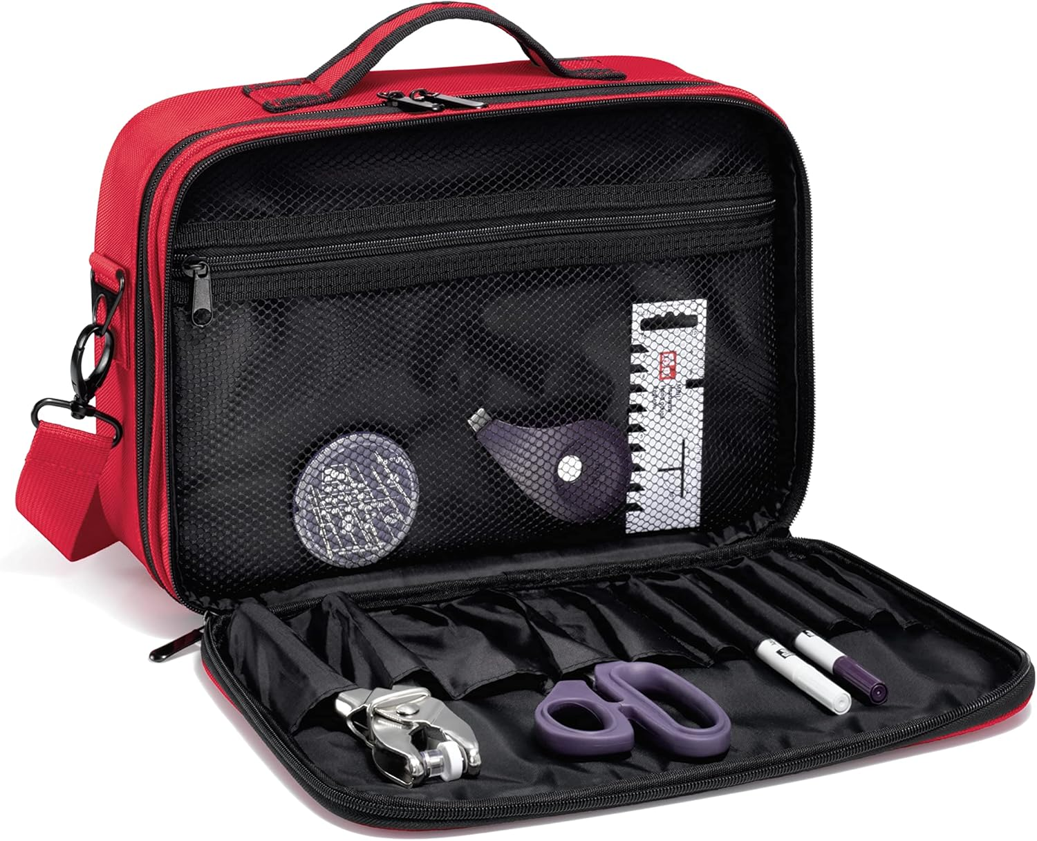 Prym 612836 N&auml;hkoffer Deluxe S Sewing Box, 34 X 24 X 11,5 Cm, Red image number 2