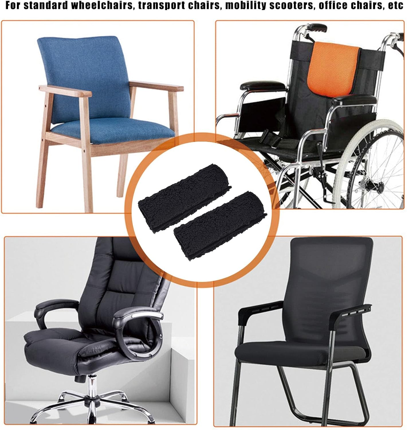 Memory Foam Wheelchair Armrest Pad Cover Removable Wheelchair Armrest Accessories for Office and Chair, Pair - Soft Support Cushion image number 3