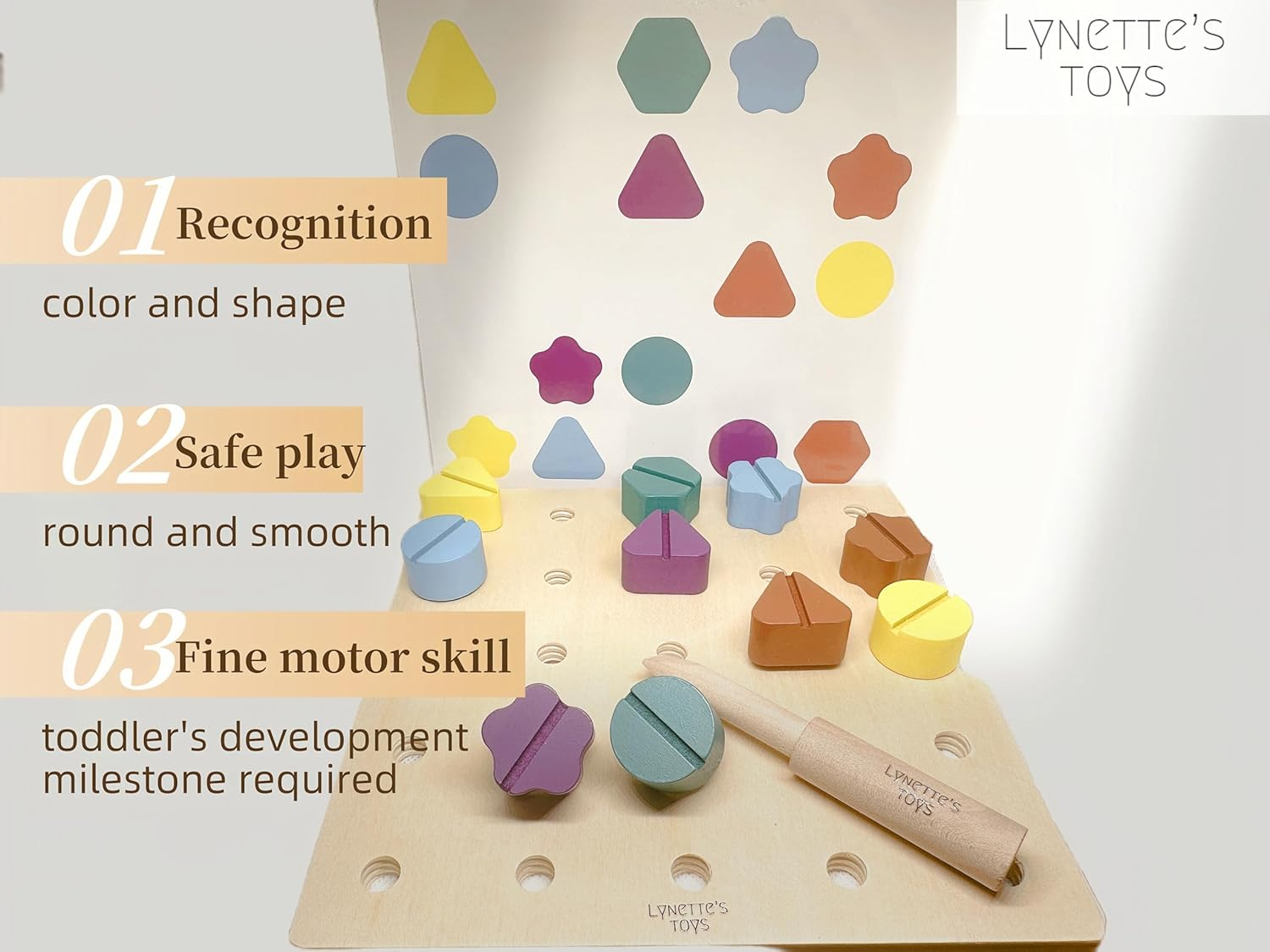 LYNETTE'S TOYS Montessori Screw Driver Board Set for Toddlers &ndash; Montessori Learning Toy for Toddlers 3+ | STEM Shape Sorter & Fine Motor Skills Activity | Safe, Durable, Travel-Friendly image number 1