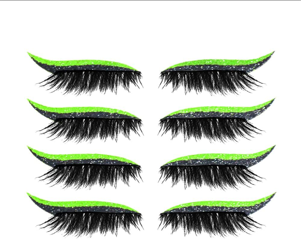 Fashion Reusable Eyeliner and Eyelash Stickers False Eyelashes Sequin Eye Shadow Blue