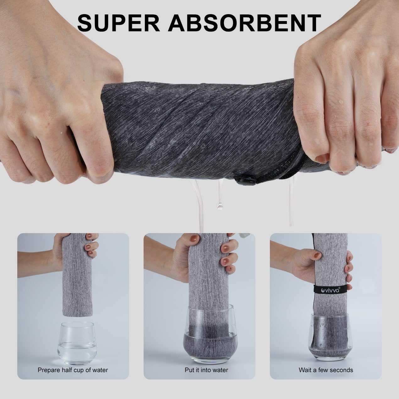 Vivva Microfibre Towel Travel，Camping Towels Set of 3, Quick Drying Bath Towels, Sports Fitness Reversible Fleece Quick Drying Towels for Gym, Pool, Yoga, Beach, Outdoor Travel (Grey)