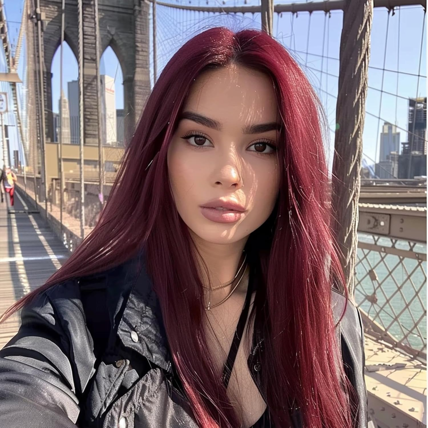 BERRYLION Long Straight Wig|Synthetic Long Wigs for Women|Cosplay Wig for Fashion Women 28Inch (Wine Red) image number 2