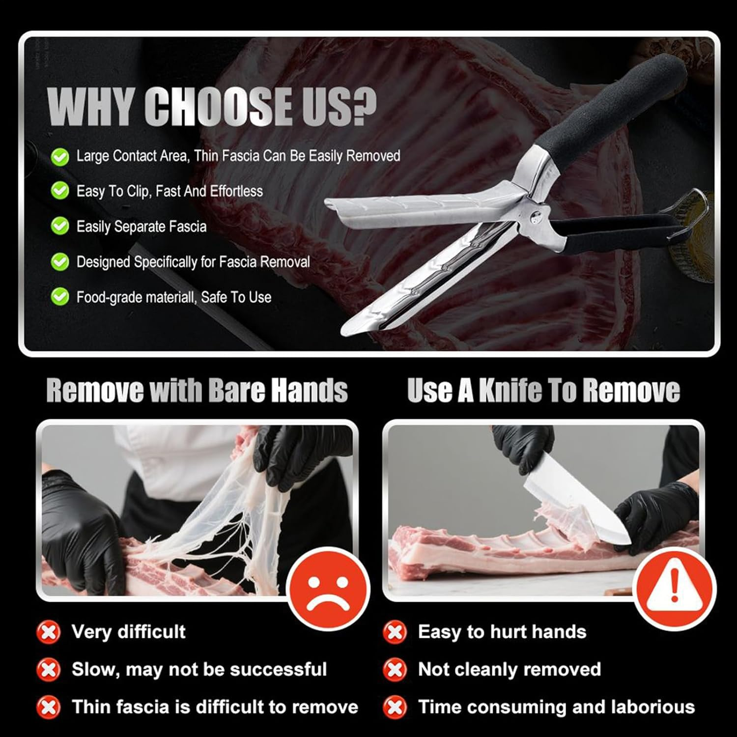 Rib Membrane Tool - BBQ Rib Membrane Remover Tool - Heavy-Duty Stainless Steel Kitchen Gadget for Home Meal Preparation Professionals Beginners Cooking Lovers image number 5