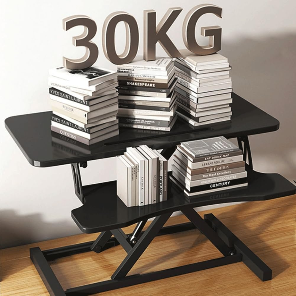 Standing Desk Converter, 80Cm Wide Height Adjustable Sit Stand up Desk Riser with Keyboard Tray, Desktop Workstation Riser for Home Office Computer Laptop, Particle Board (White) image number 3