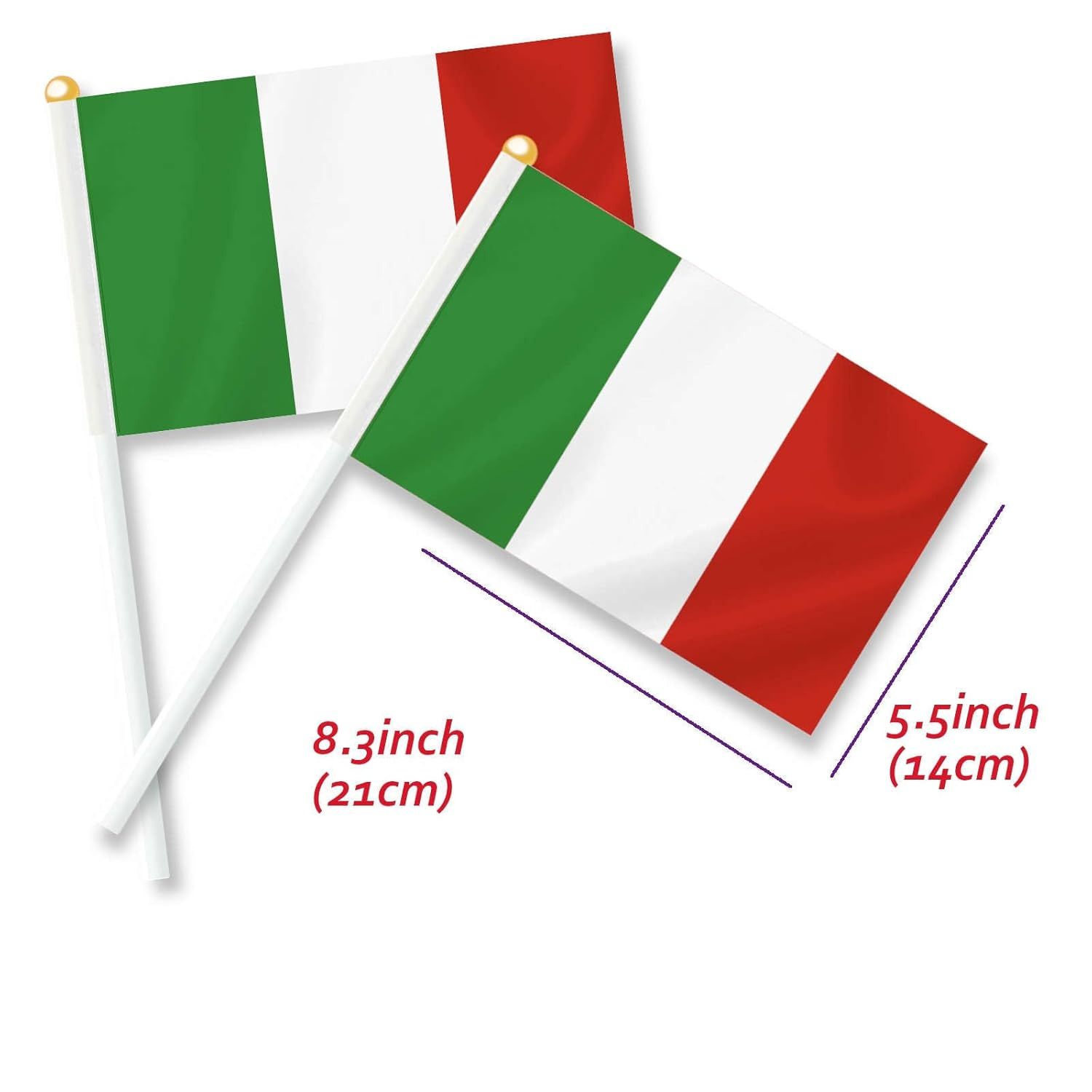 10 PCS Italy Handheld Small Flag, Italian Hand Held Mini Decor Decoration Banner image number 3