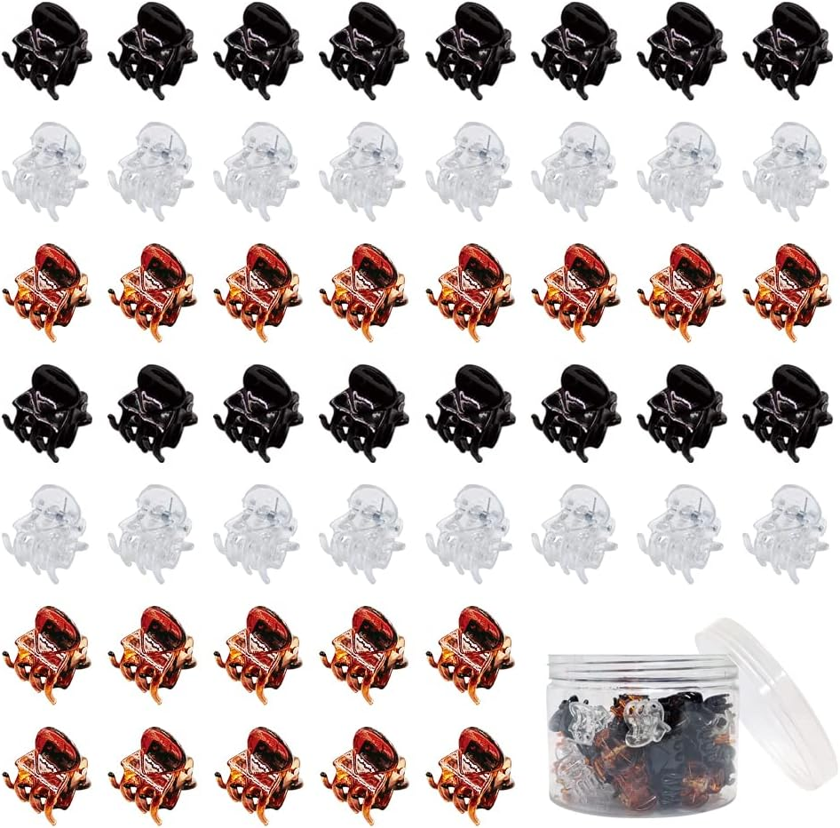 50 PCS Mini Hair Claw Clips， Bangs Strong Grip Multifunction Clamp Clips. (Transparent White)