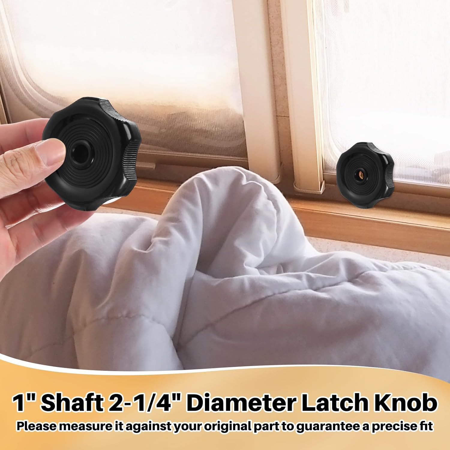 Zonon 12 Pack Shaft Rv Window and Vent Knobs 1" Shaft 2-1/4" Diameter Camper Window Latch Knob with Screws Interior Hardware Accessories Plastic Knob for Rv, Boat, Toolbox Vent Mechanism (Black) image number 5
