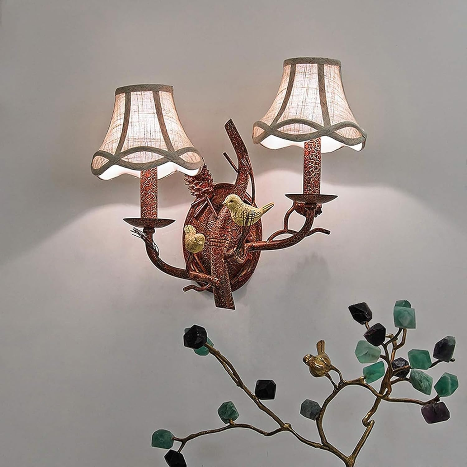 Rural Bird Wall Lamp Wall Lamps Interior Lighting Fixture Retro Wall Sconce Wall Lamps Compatible with Bedroom Living Room Wall Lighting image number 5