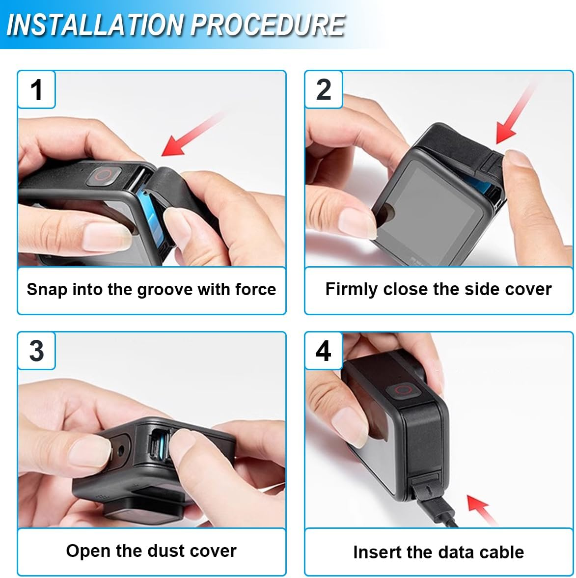 ZHUROUPU 2Pcs Side Door Cover Replacement for Gopro Hero 9 10 11 12 Black, Battery Side Opening Housing Replacement, Dust Protection USB Type-C Charging Port Battery Cover with Lens Cap Cover image number 2