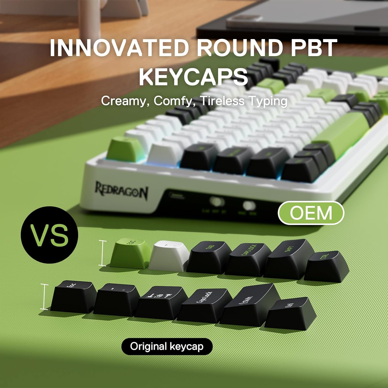 Redragon K686 PRO 98 Keys Wireless Gasket RGB Gaming Keyboard, 3 Modes Mechanical Keyboard with Hot-Swap Dedicated Button Control and 5-Layer Noise Reduction, Custom Linear Switch - Green image number 2