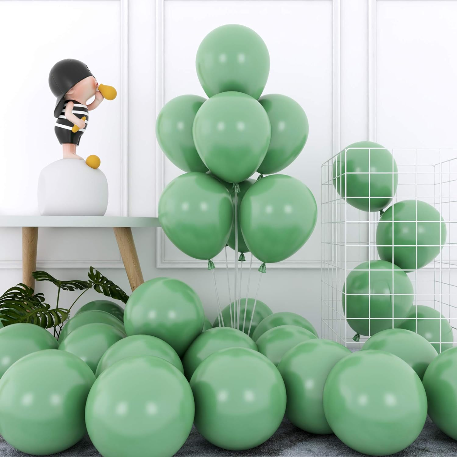 Eucalyptus Green Balloons 12 Inch 50 Pcs Baby Shower Party Balloons Happy Birthday Decoration Balloons Bean Green Helium Balloons