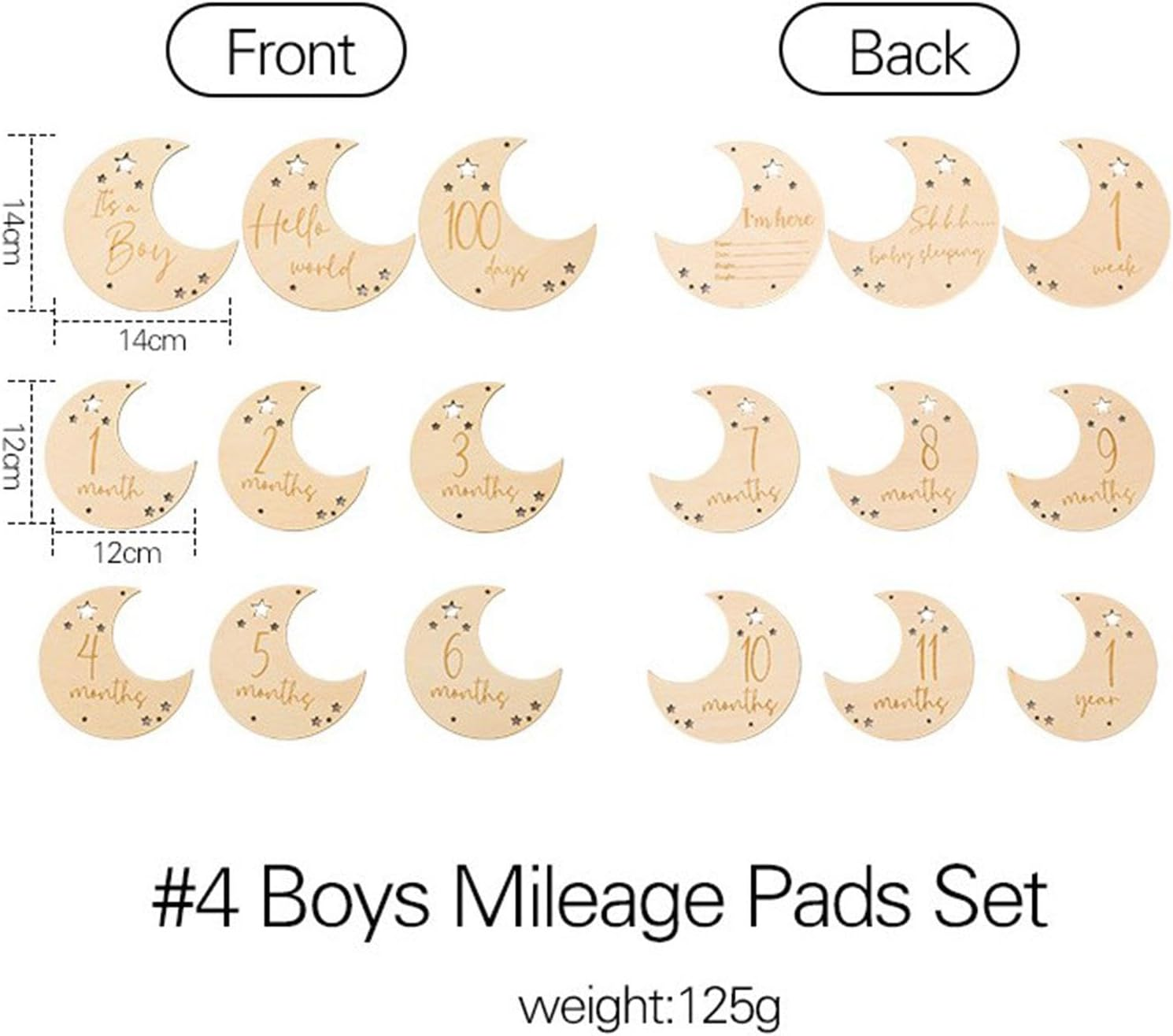 TENOL 9 Pieces Baby Birth Announcement Sign Wooden Baby Monthly Milestone Cards Photography Prop Accessories Wooden Milestone Photo Card for Boys, Boys Version image number 2