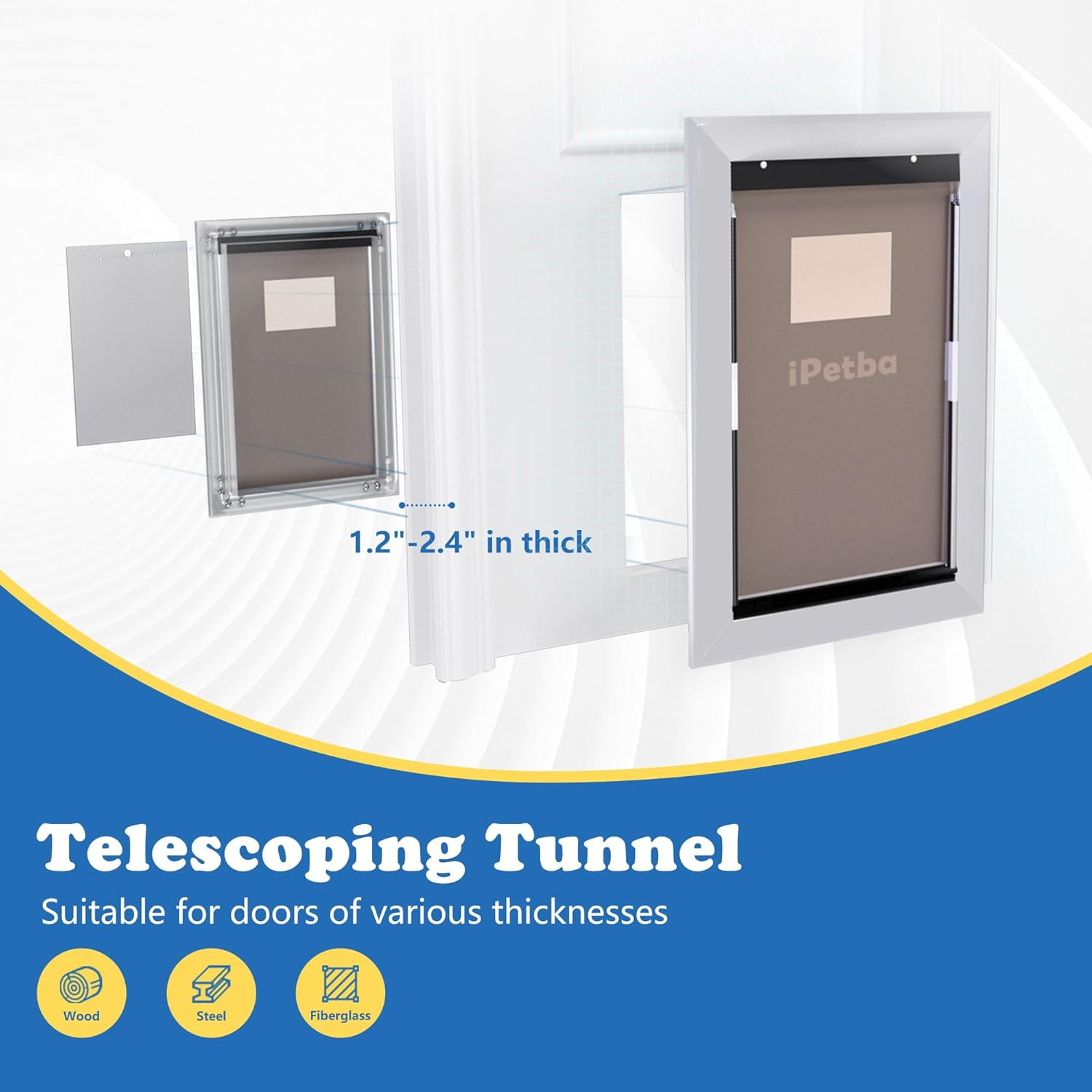 Large Dog Door for Door - Aluminum, Lockable for Safety, Easy in & Out, Extreme Weather Resistant, up to 110 Lbs image number 4