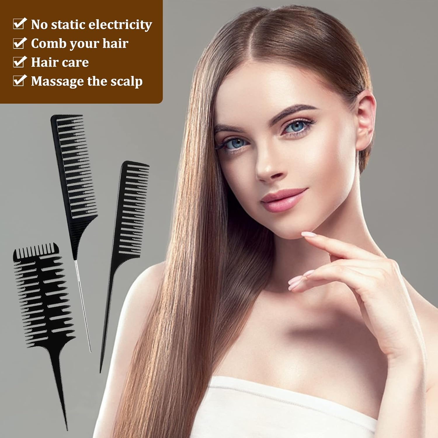 Professional Hair Combs for Women Styling Hair Combs Plastic Weaving Combs for Highlighting image number 2
