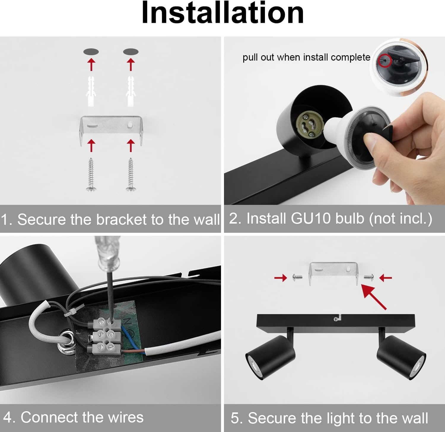 Dehobo Spotlight Rails and Rails, Double GU10 Modern Adjustable Ceiling Spotlights, Matt Black, without Bulbs, 2 Spotlights for Kitchen, Bedroom, Living Room, Hallway, Dining Room