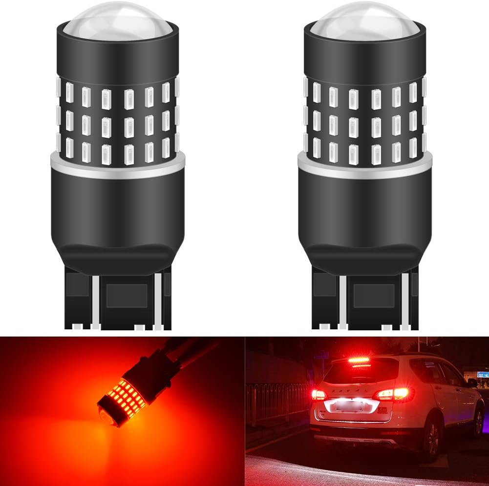KATUR 7440 7443 7444NA 7441 992 Led Light Bulb High Power 3014 54 Chipsets Super Bright 650 Lumens Replace for Turn Signal Back up Reverse Brake Tail Stop Parking RV Lights,Brilliant Red(Pack of 2) image number 1