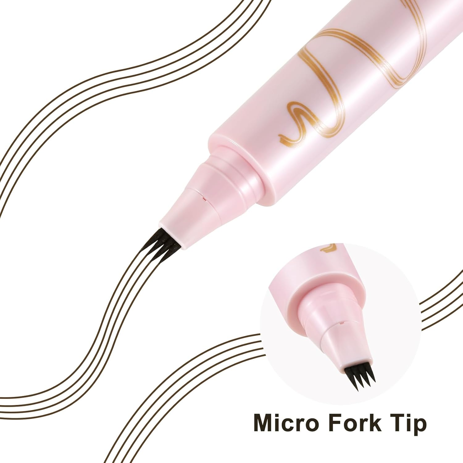 Apooliy Waterproof Eyebrow Pencil Microblading Liquid Brow Pen,Micro 4 Point Eyebrow Tint, Eyebrow Gel Long-Lasting,Creates Natural Brows Dark Brown - 01 Dark Brown image number 2