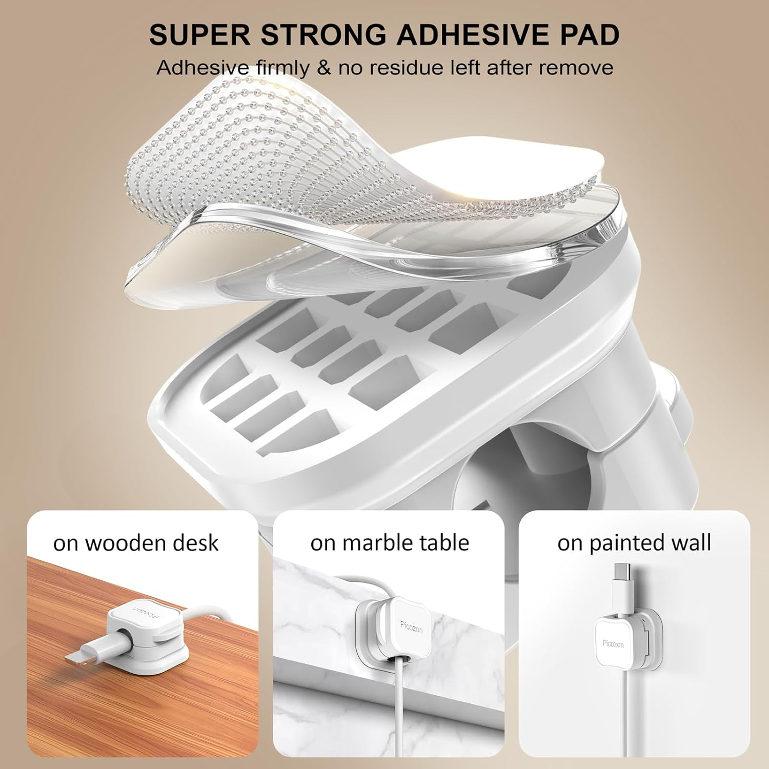 24 Pack Magnetic Cable Clip Organizer Cord Holder, Picozon Adhesive Cable Management, Wire Phone USB Charger Cable Holder, Keeper Organizer for Office Home Desktop Table - White image number 5