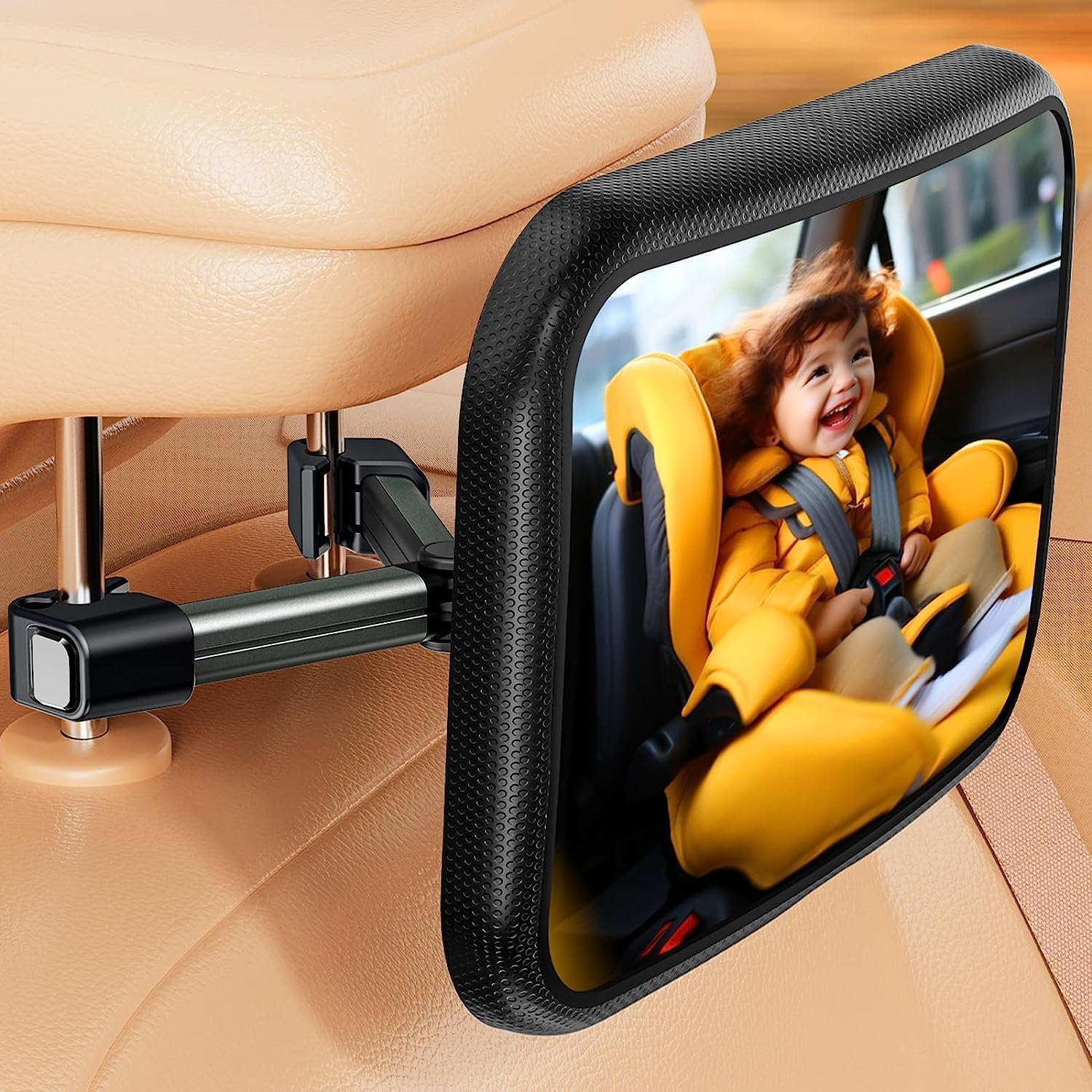 Baby Car Mirror - Rear-Facing Seat, Clip on Back Seat, 360&deg; Adjustable, Shatterproof, Essential for Newborns image number 4
