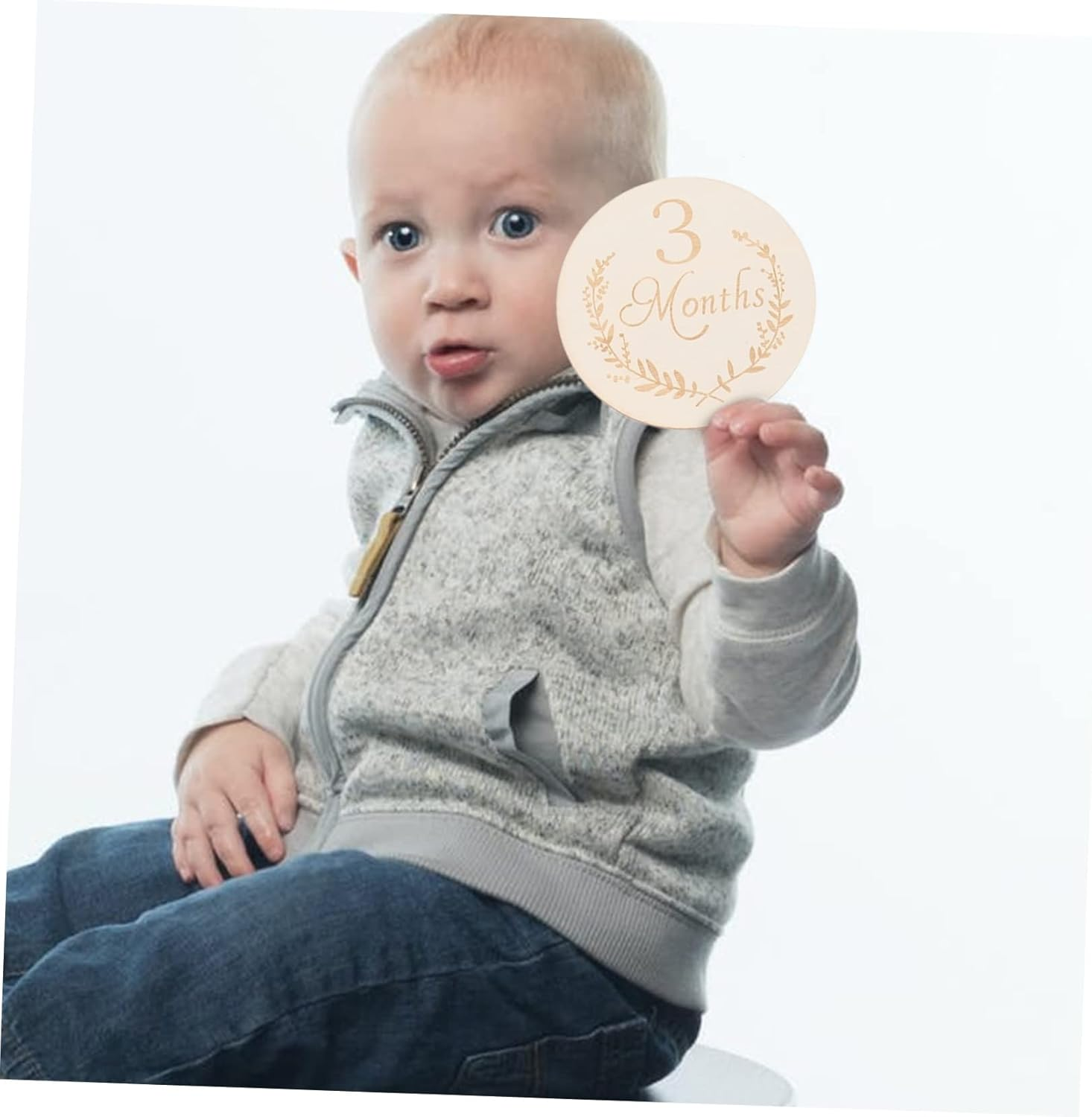 OFFIGAM 13Pcs 100Mm Wooden Slices Baby Milestone Growth Cards Infant Birthday Photo Props Pine Wood for Newborn Photography and Home Decoration image number 2