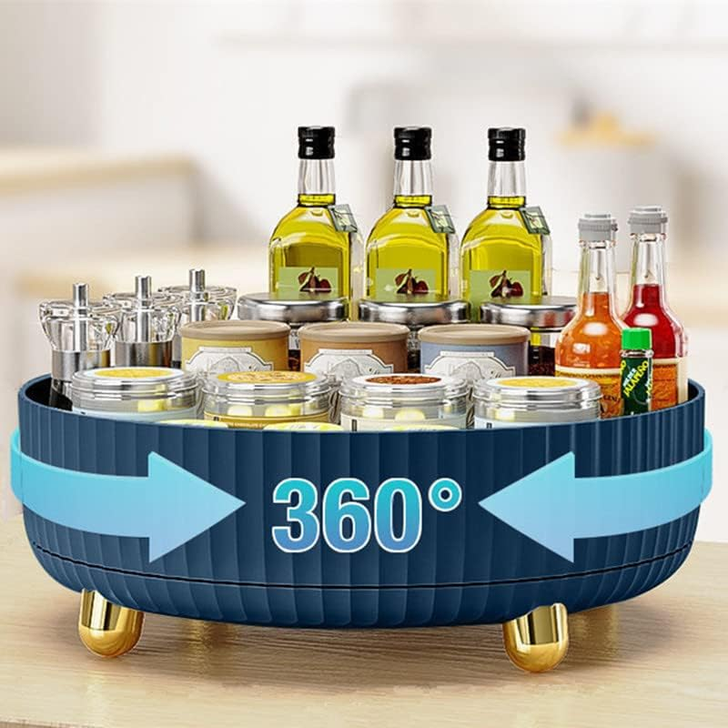 Makeup Perfume Organizer, 360&deg; Rotating Skincare Organizer, Vanity Tray, Spinning Cosmetics Organizer for Dresser, Vanity, Bathroom Countertop, Blue - Blue image number 5