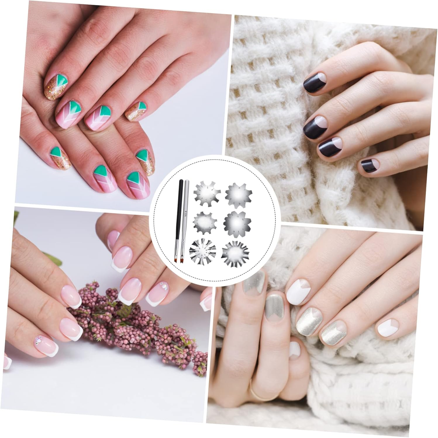 Baluue 8Pcs Gel Cutter Tool French Manicure Templates Nail for Fingernails Toenails image number 3