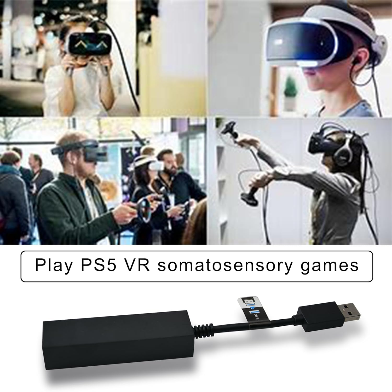 PS4 Camera Cable Adapter, 2 Pcs PS4 to PS5 Converter Cable Adapter USB3.0 VR Games Converter Connecting Cable for Playstation 5 Console image number 4