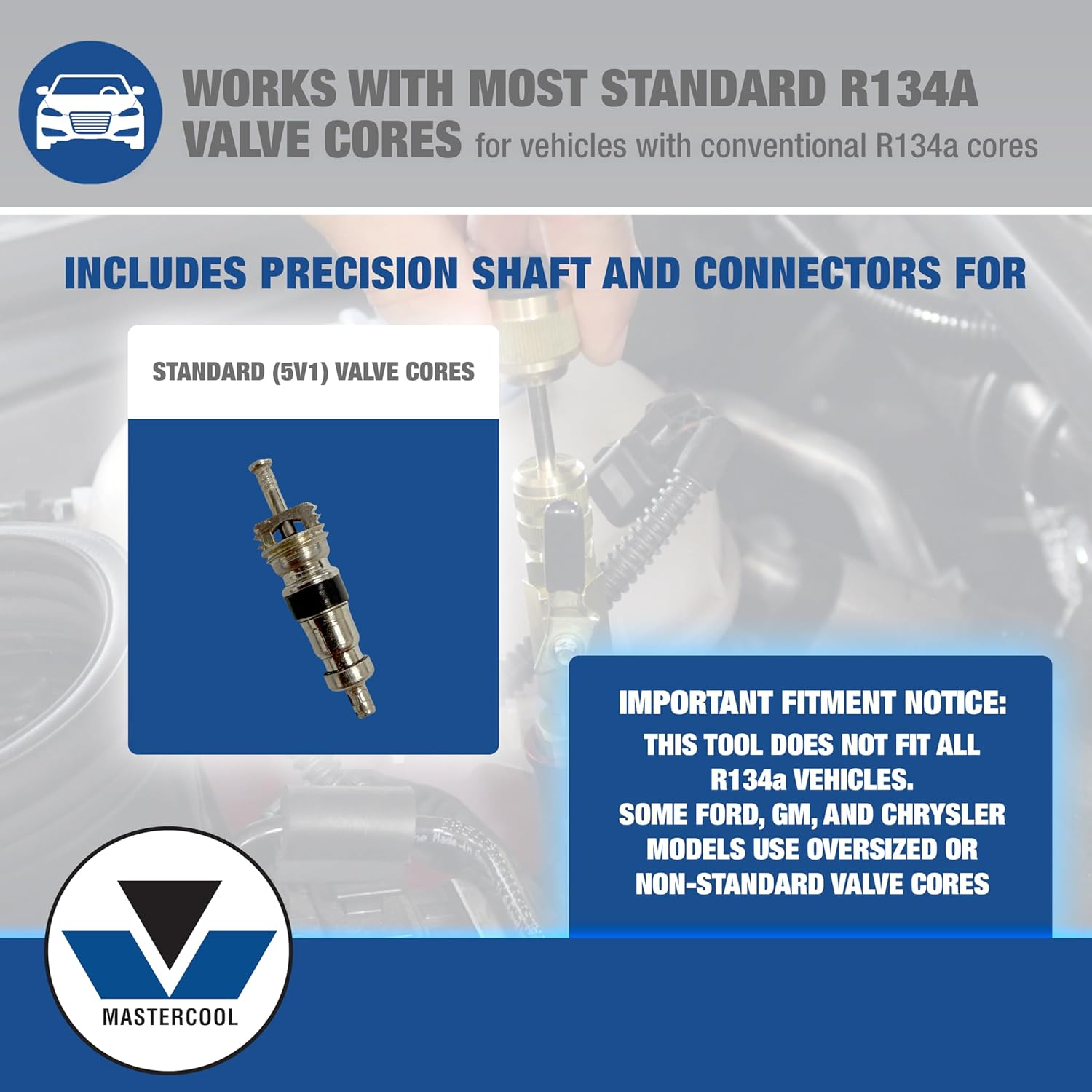 MASTERCOOL (81490) R134A Valve Core Remover Installer, Yellow Gold, 6.8 Inch (For Standard 5Mm Valve Cores Only) image number 1
