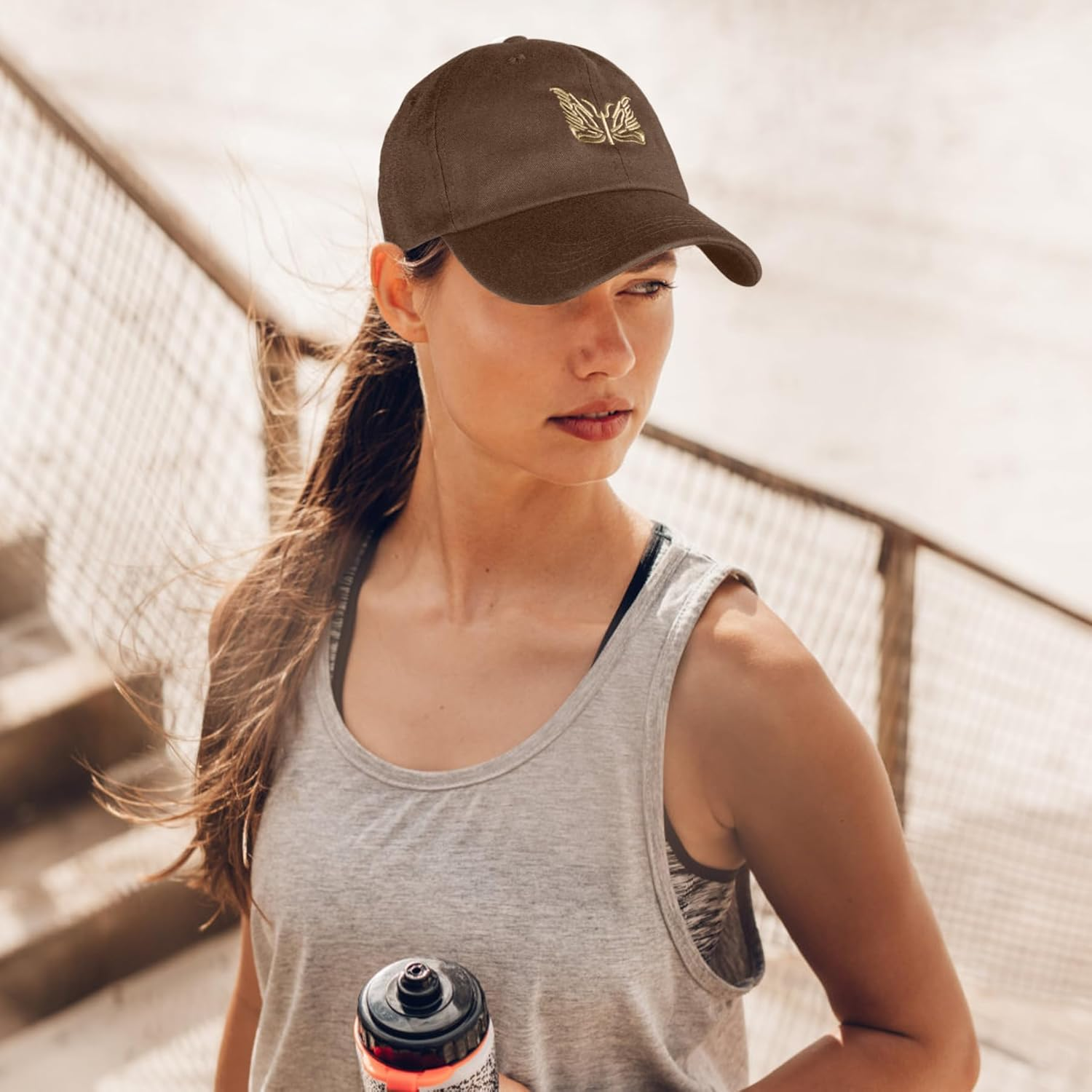 Hebenie Womens Baseball Cap - Butterfly Pattern Ladies Baseball Cap Adjustable Golf Running Hat Outdoor Sports Hat for Women image number 5