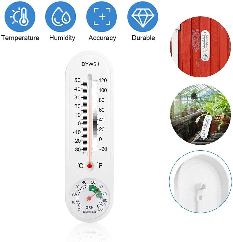 Thermometer Indoor with Humidity, Outdoor/Indoor Wall-Mounted Thermometer Hygrometer with Celsius/Fahrenheit for Patio Cellar Garden Greenhouse image number 3