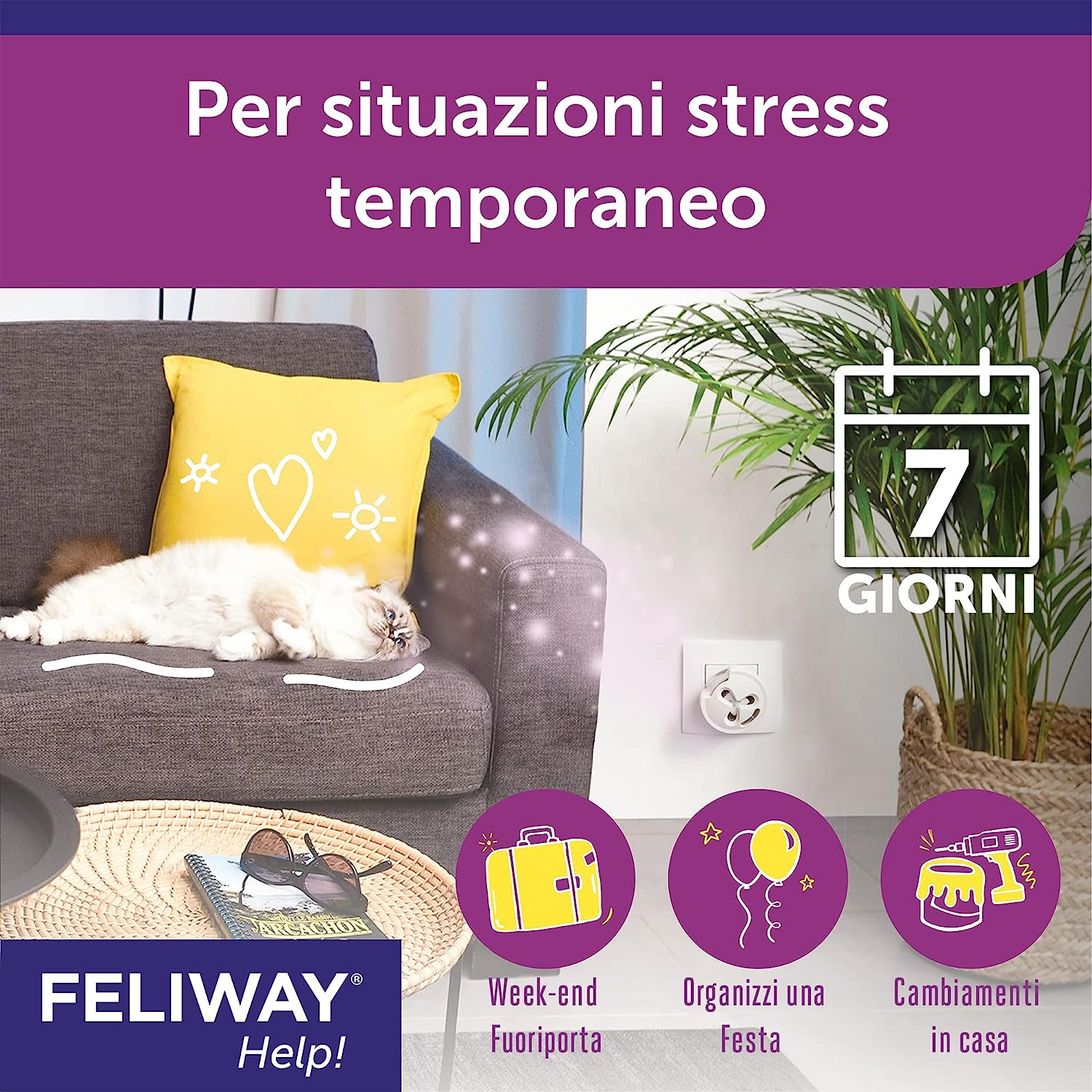 FELIWAY&reg; Help! Diffuser + Refill 7 Days &ndash; Helps Your Cat to Face Momentary Stress Situations &ndash; Calming and Stress Relief Feline Pheromones for Cats image number 3