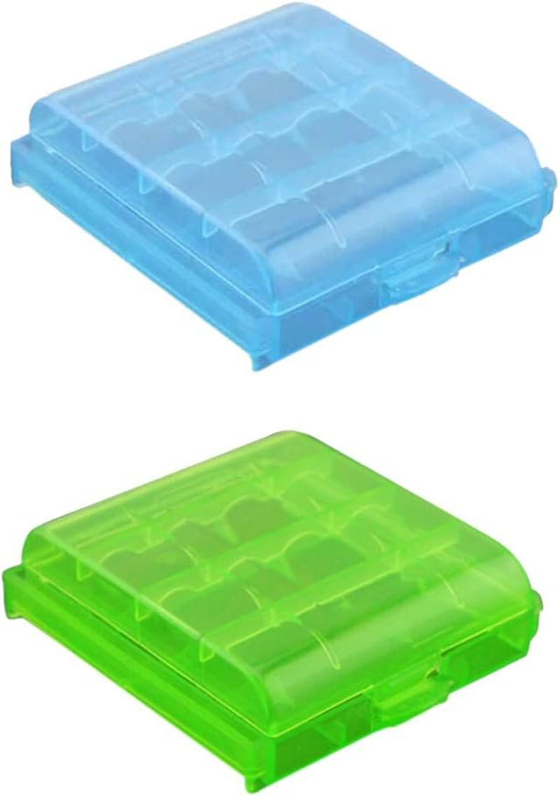 2Pcs (Blue+ Green) Plastic Box Storage Case Protect Battery Hard Holder Box Organizer AA/AAA image number 1
