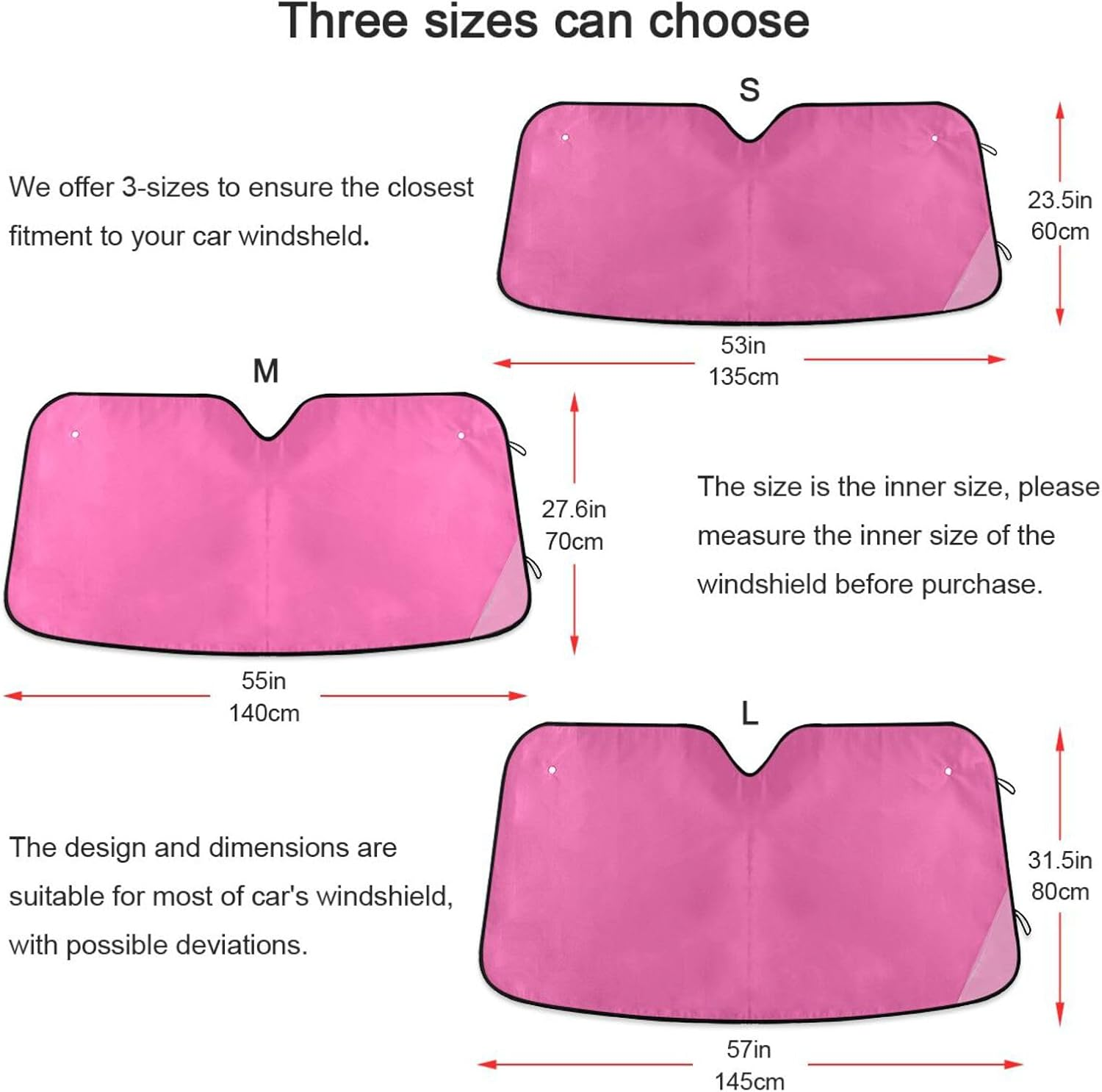 Windshield Sun Shade Hot Pink, Foldable Heatshield Sunshade, Front Window Cover - 57&times;31.5 Inches image number 1